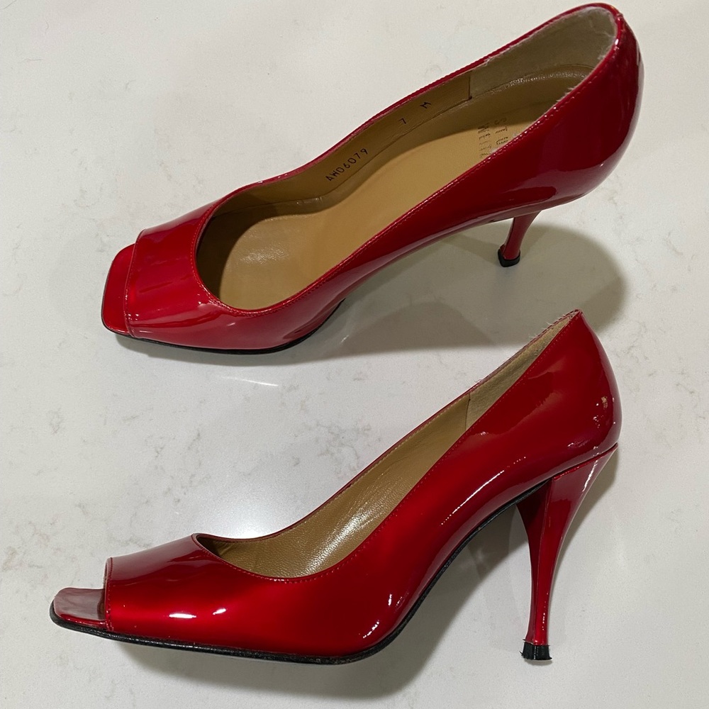 Stuart Weitzman Red Patent Leather Heels